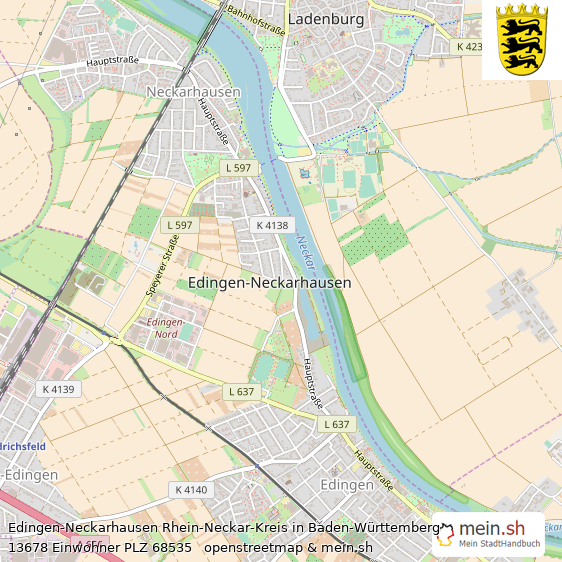 Edingen-Neckarhausen Kleinstadt Lageplan